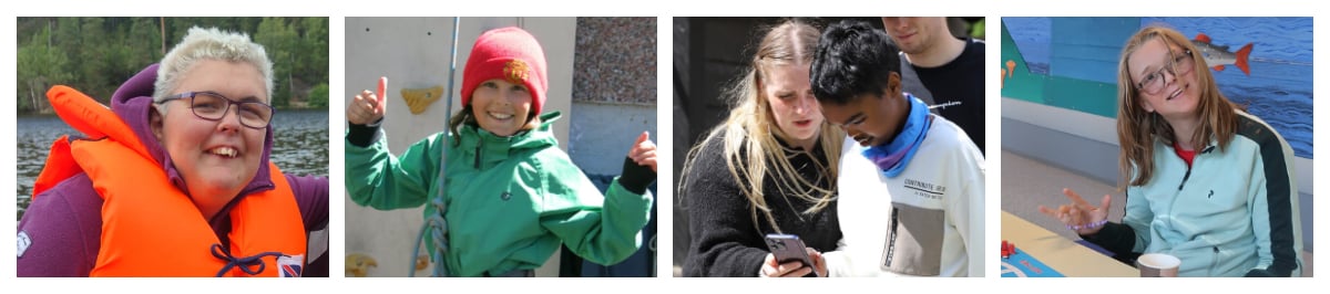 Fire ulike bilder av unge personer med Sotos' syndrom