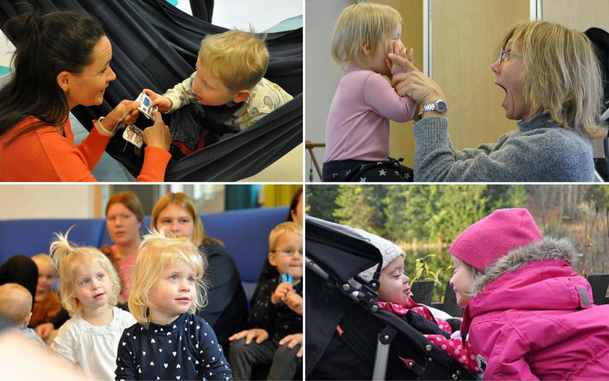 Collage med bilder av barn i barnehage